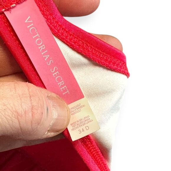 VICTORIA’S SECRET Women’s Red The Knockout Twist Bandeau Bikini Top Size 34D - Picture 3 of 5